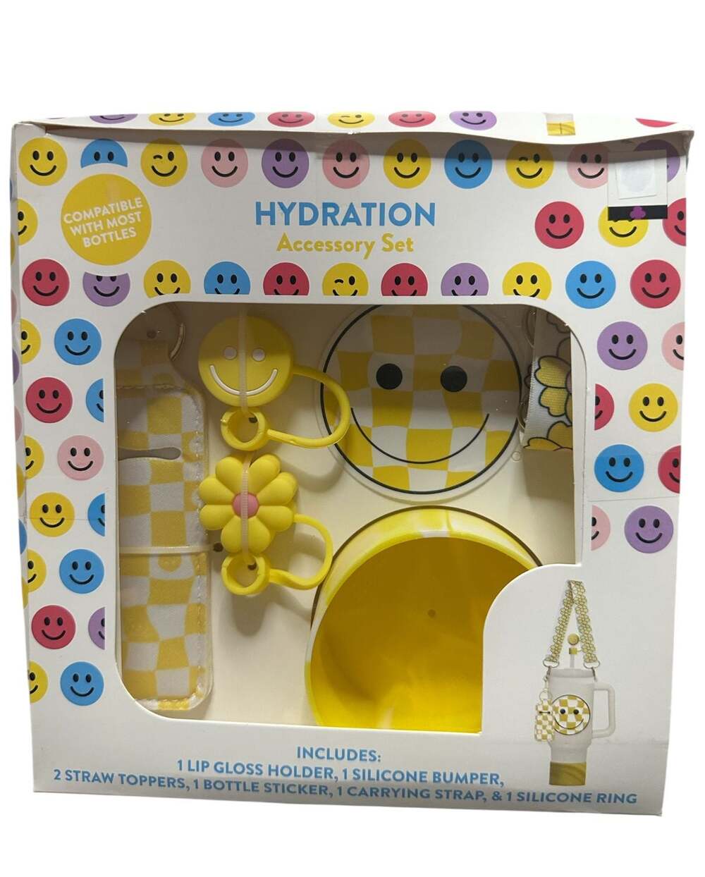 Old East Main Co. Hydration Accessory Set - Smiley Face & Daisy Pattern
